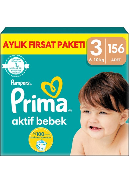 Aktif Bebek, Bebek Bezi 3 Numara, 156 adet fiyatları