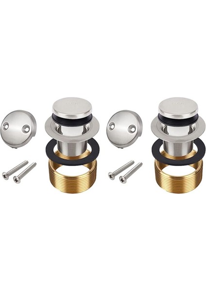 Koku Dayanıklı Küvet Tahliye Küvet Tapası Trim Kiti Çift Delikli Taşma Paneli Yedek Küvet Drenaj Kiti (Gümüş) (Yurt Dışından)