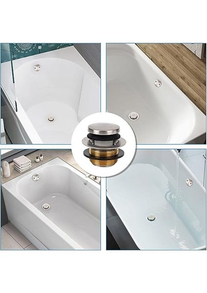 Koku Dayanıklı Küvet Tahliye Küvet Tapası Trim Kiti Çift Delikli Taşma Paneli Yedek Küvet Drenaj Kiti (Gümüş) (Yurt Dışından) modelleri