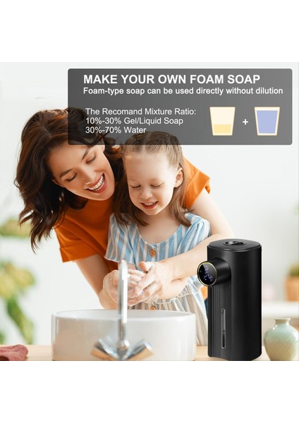 Dokunulmaz Otomatik Köpük Sabun Dağıtıcı 11.83 Oz, 5 Ayarlanabilir Seviye, Mutfak ve Banyo Köpük Siyah Için Uygun (Yurt Dışından) indirimleri