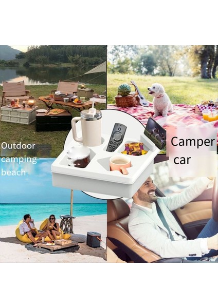 Kanepe Kupa Tutucu Tepsi Araba Arka Koltuk Kupası Tutucu Taşınabilir Plaj Kampı Atıştırmalık Saklama Kutusu Gri (Yurt Dışından) indirimleri