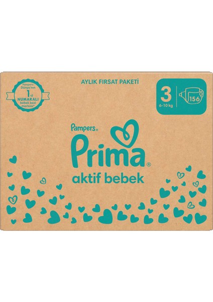 Aktif Bebek, Bebek Bezi 3 Numara, 156 adet modelleri