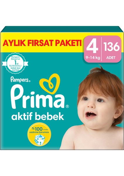 Aktif Bebek, Bebek Bezi 4 Numara, 136 adet fiyatları