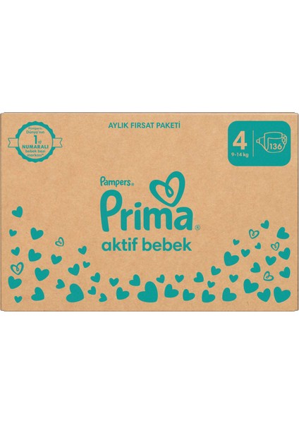 Aktif Bebek, Bebek Bezi 4 Numara, 136 adet modelleri