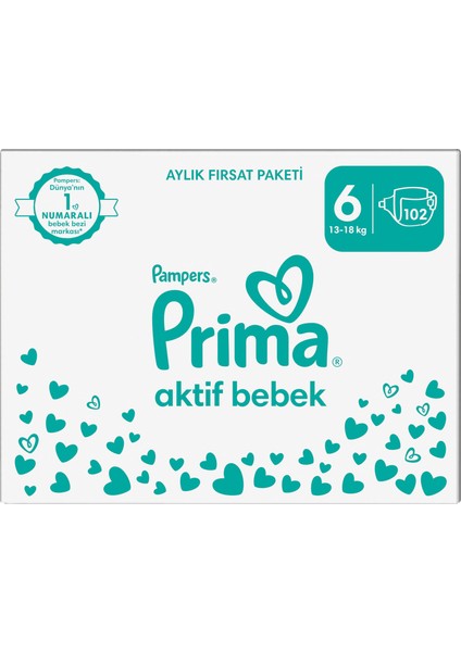 Aktif Bebek, Bebek Bezi 6 Numara, 102 adet modelleri