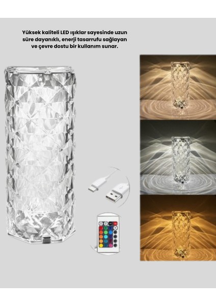Kristal Tasarımlı Rgb LED Gece Lambası – Kumandalı, Renk Değiştiren Dekoratif Işık modelleri