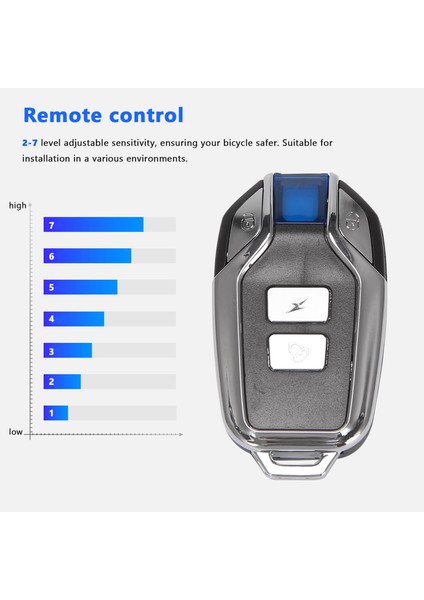 113DB Süper Kablosuz Motosiklet Bisiklet Alarm Güvenliği Uzaktan Kumanda Su Geçirmez Siyah Hırsızlık Karşıtı Alarm (Yurt Dışından) indirimleri