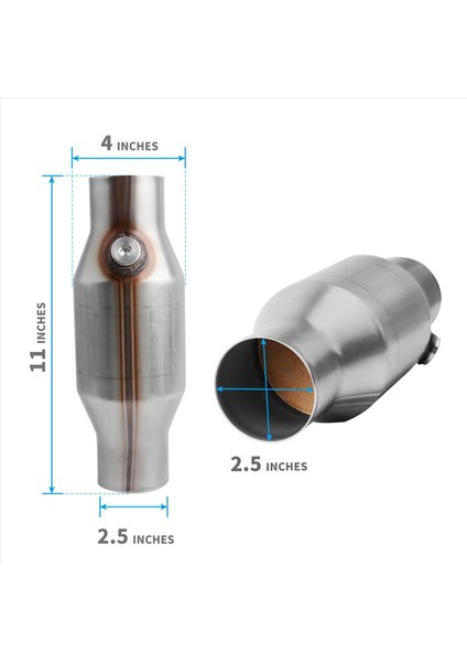 4pcs 2 5 Inç Bükülmüş Evrensel Katalitik Konvertör Akışlı Paslanmaz Çelik 425250 Egzoz Katalitik Konvertör (Yurt Dışından) fiyatları
