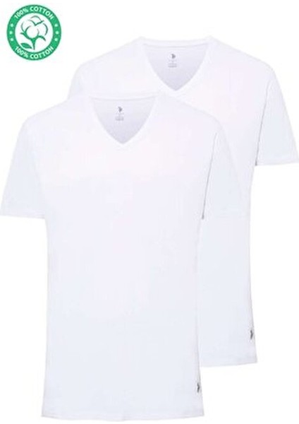 Erkek Beyaz 2 Li Yuvarlak Yaka T-Shirt Kısa Kol Günlük Pamuklu 90002 indirimleri