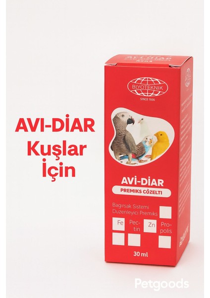 Avi -Diar 30CC Kafes Kuşlar Için Bağırsak Sindirim Sistemi Güçlendirici Kullanım Sahası Avi-Diar Çözelti fiyatları