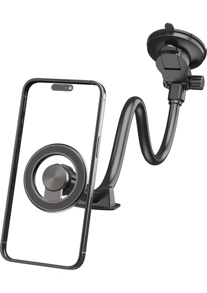 Evrensel Araç Manyetik Telefon Tutucu Esnek Kaz Boynu Uzun Kollu Vantuzlu Montaj Braketi (Yurt Dışından)
