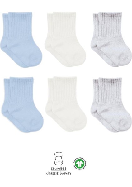 Nessiworld Basic Penye Soket Çorap 6'lı BS10101B Mavi Ekru Gri