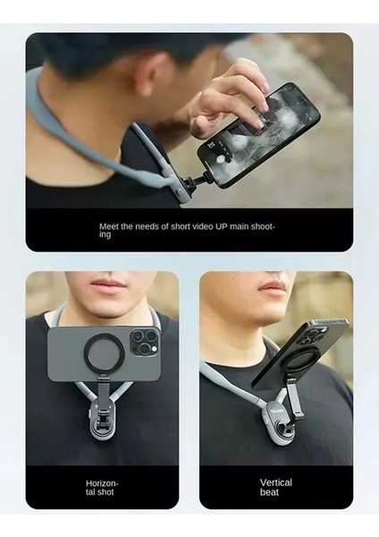 360 Derece Ayarlanabilir Boyun Askılı Manyetik Telefon Tutucu