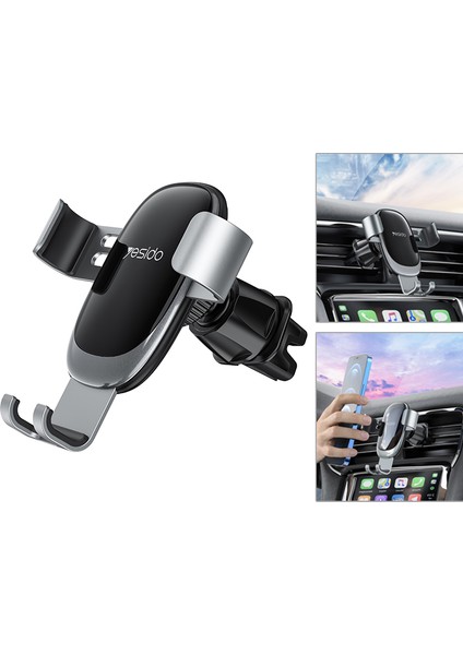 Araç Montajlı Hava Menfezi Telefon Tutucu 360° Dönebilen Yerçekimi Otomatik Kelepçe Braketi (Yurt Dışından)