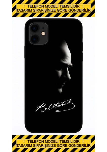 Oppo A74 Uyumlu Premium Silikon Lansman Tasarım Telefon Kılıfı Siyah Mustafa Kemal Atatürk Kurdale