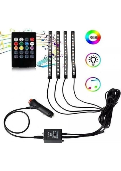 Araç Içi Ayak Altı Sese Duyarlı Şerit LED 4'lü Set