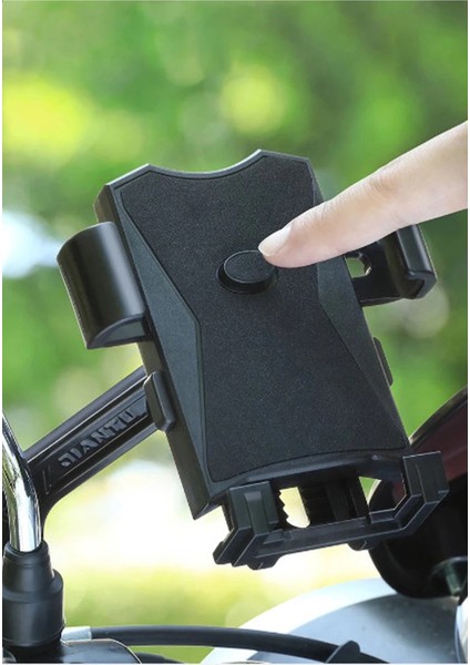 Otommatik Model Motosiklet Telefon Tutucu Ayna Bağlantılı