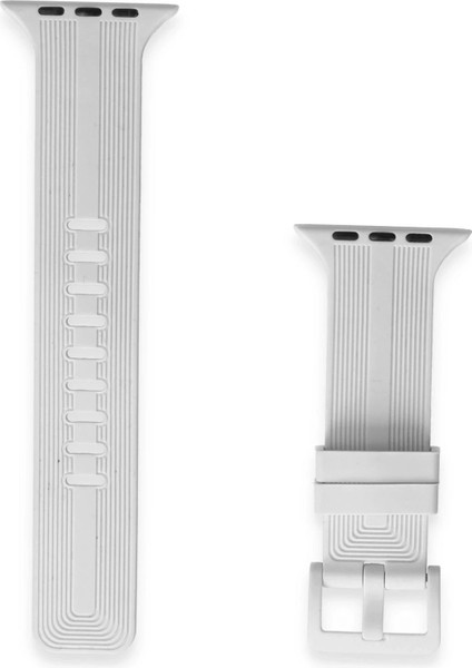 CPT83 Apple Watch 38MM KR408 Çizgili Silikon Kordon - Beyaz fiyatları