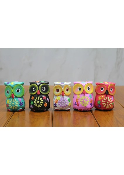 Ahşap 5'li Baykuş Seti Model 2