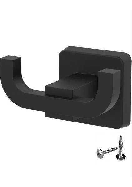 Turmalin Banyo Tuvalet Mutfak Bornozluk Havluluk İkili Metal Askılık Mat Siyah Ömür Boyu Paslanmaz