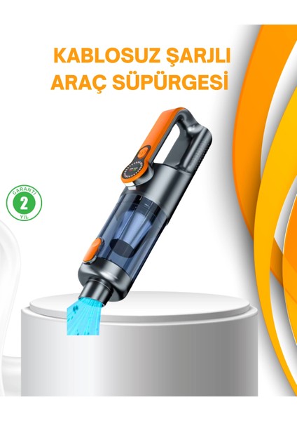 Kompakt Şarjlı El Süpürgesi Kuru ve Sıvı Temizlik 5 Aparatlı