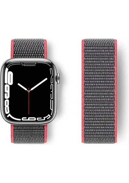 CPT83 Apple Watch 38MM Hasırlı Cırtcırtlı Kordon - Pembe