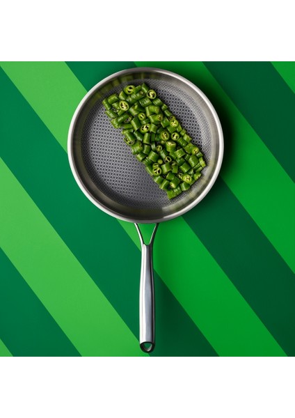 Gourmet Düz Tava 26 cm Paslanmaz Çelik Gümüş Renk 1 Adet Tek Taraflı Kullanım