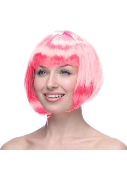Pembe Renk Peruk Küt Saç