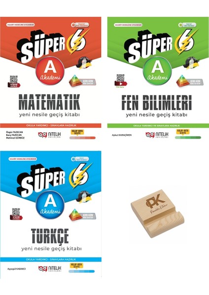 Nitelik 6. Sınıf Süper A Serisi Matematik Fen Bilimleri ve Türkçe Sorubankası 3lü Set Telefon Standı