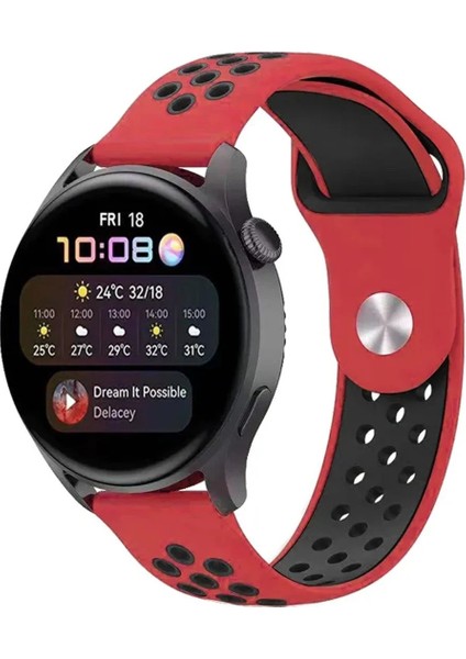 CPT83 Watch 20MM Spor Delikli Kordon - Kırmızı-Siyah