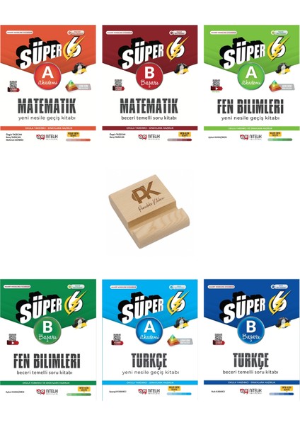 Nitelik 6. Sınıf Süper A-B Serisi Matematik Fen ve Türkçe Soru Bankası 6lı Set + Telefon Standı