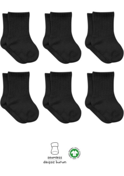 6lı Penye Düz Soket Çorap BS6008 Siyah