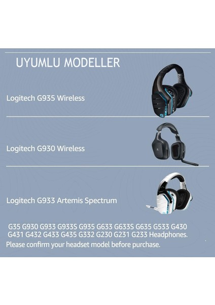 Logitech G35,G930,G933,G430,F450,G432,G33S Uyumlu Kulaklık Pedi Sünger Yastık Kulak Kılıfları Için Yedek Kulak Pedleri Earpad (Mesh Kumaş) modelleri