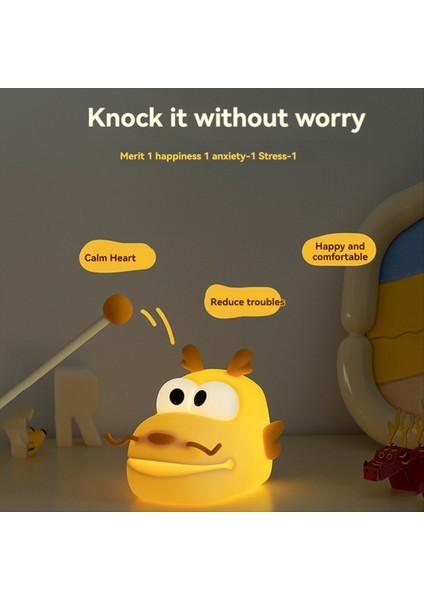 Longbao Ahşap Balık Gece Lambası USB Şarj Üç Vitesli Ayarlanabilir Pat Lamba Sevimli Çizgi Film Eğlenceli Süs Silikon Lamba (Yurt Dışından)