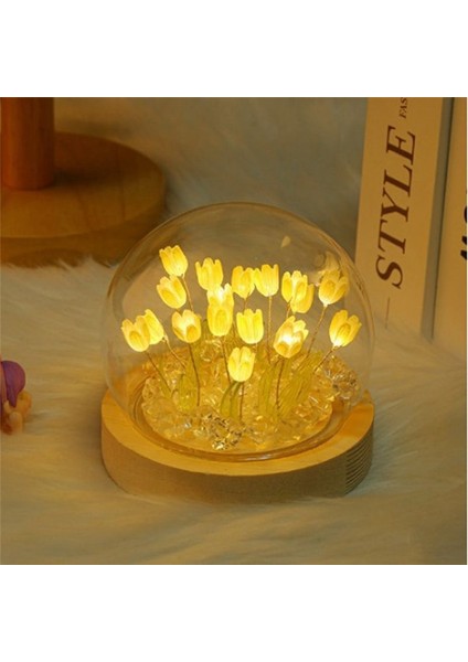 Lale Gece Işık El Yapımı Diy Lale Kız Oturma Odası Gece Işık Masaüstü Işık Romantik Ortam Lamba Sarı (Yurt Dışından) indirimleri