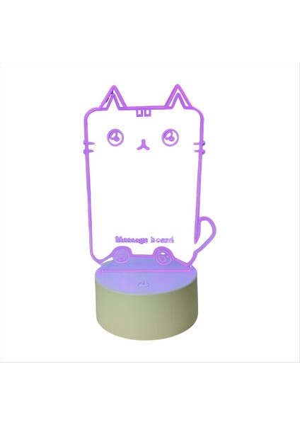 Şeffaf LED Gece Işık USB Gece Işığı Silinebilir Yazma Kurulu Masaüstü Dekorasyon Kedi (Yurt Dışından)