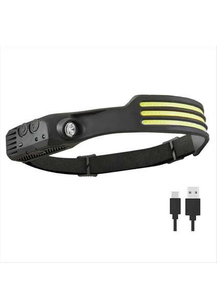 2pcs El Süpürme Sensörü Kafa Işık Kobu LED El Feneri USB Şarj Edilebilir Kamp Balıkçılık Iş Kafası Işığı, A (Yurt Dışından)