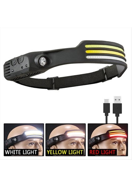 2pcs El Süpürme Sensörü Kafa Işık Kobu LED El Feneri USB Şarj Edilebilir Kamp Balıkçılık Iş Kafası Işığı, A (Yurt Dışından) fiyatları