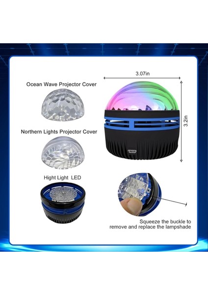 Northern Lights Projector, 2in1 Northern Lights ve Ocean Waves Projektör, Aurora Lights Projektör, Gece Işık Projektör (Yurt Dışından) fırsatları
