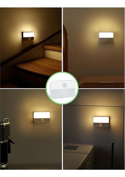 LED Hareket Sensörü Gece Işığı 3000K Stick-On Dolap Işığı Alacakaranlıktan Şafaktan Şafaktan Sensör 3 Paket Beyaz (Yurt Dışından) fiyatları