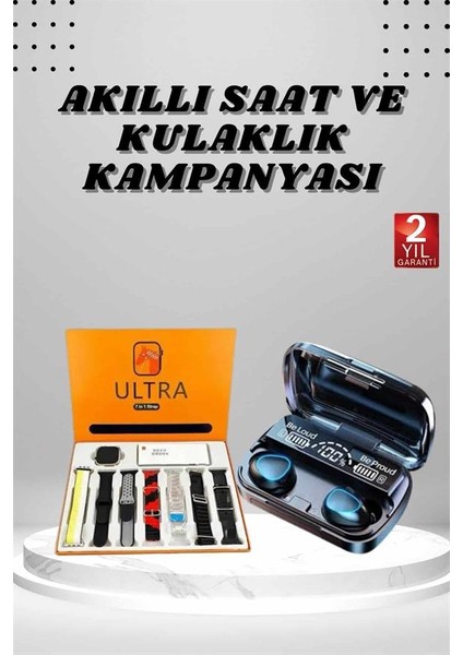 Yeni Model Akıllı Saat ve Kulaklık Kampanyası Nabızz Ölçer Bluetooth Bağlantılı Uzun Pil fiyatları