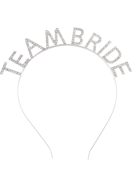 Gümüş Kaplama Kristal Taşlı Team Bride Taç 16X17 cm