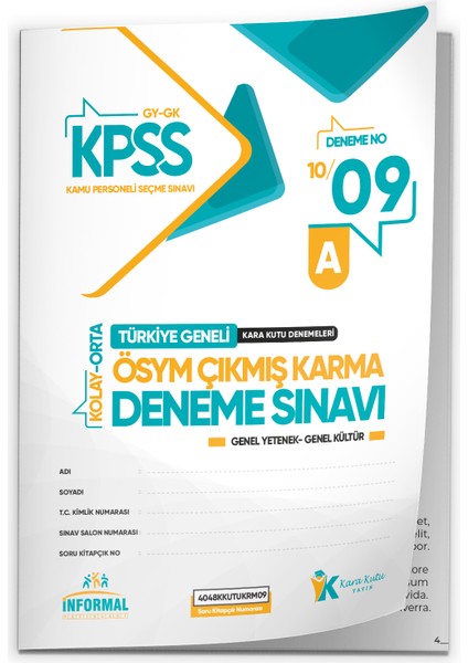 2026 KPSS ÖSYM Arşivi Çıkmış Soru Karma Genel Yetenek Genel Kültür D. Çözümlü Deneme 10/9.Kitapçık