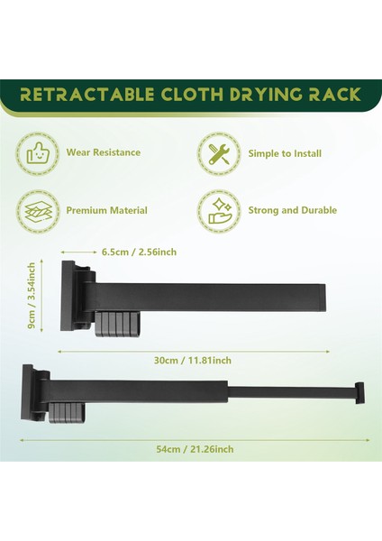 Katlanır Giysiler Askı Duvar Montaj Geri Çekilebilir Bez Kurutma Raf Alüminyum Çamaşır Yıkama Uzay Tasarruf Kurutma Siyah C (Yurt Dışından) fırsatları