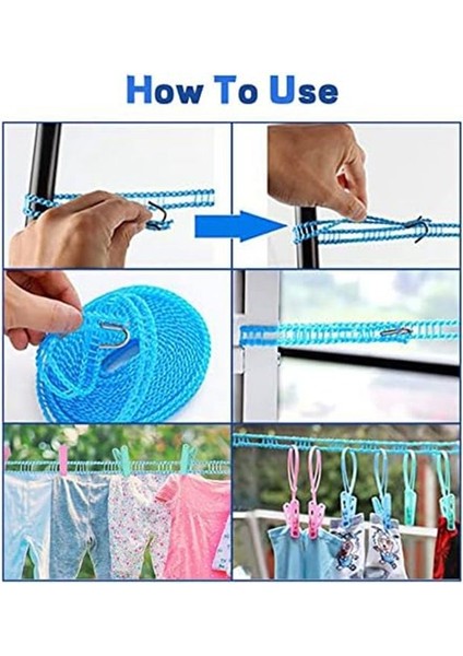 Bahçe, Seyahat, Karavan Veya Karavan Için Kancalı 24 Giysili Mandal ile 3/5/8 M, 3/5/8 M&#39;lik 3 Kaymaz Yıkama Hattı Paketi (Yurt Dışından) fiyatları