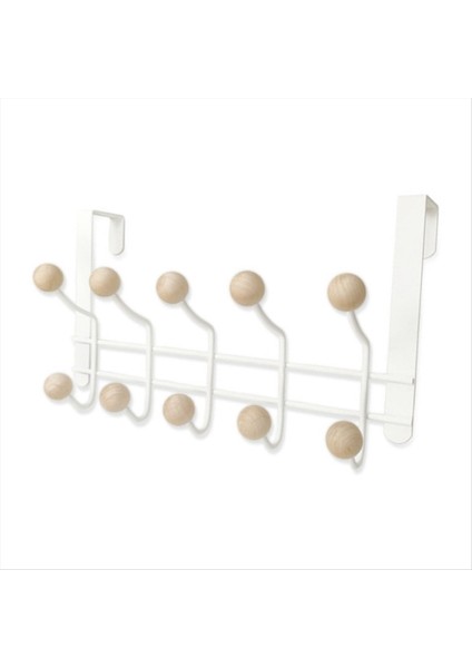 Ahşap Toplar ile Kapı Askısı Üzerinde 5 Kanca, Ev Girişi Için Çok Fonksiyonel Modern Tasarım, Gardırop, Banyo (Yurt Dışından)