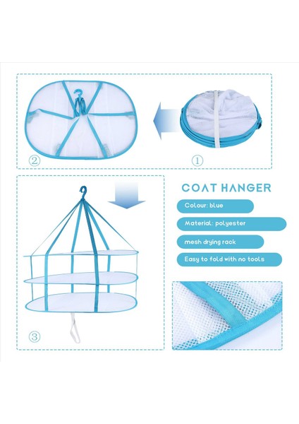 3 Katmanlı Taşınabilir Örgü Giysileri Asılı Kurutucu, Katlanabilir Kazak Kurutma Rafı, Katlanabilir Asılı Çamaşır Rafı (Yurt Dışından) indirimleri