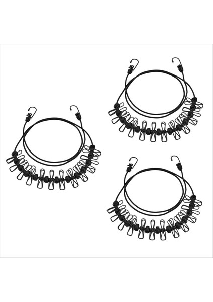 Clothesline, Clothespins ile Taşınabilir Çamaşır Ipi, Ayarlanabilir Kaymaz Çamaşır Ipi, Kapalı Açık Seyahat Kampı Siyah (Yurt Dışından)