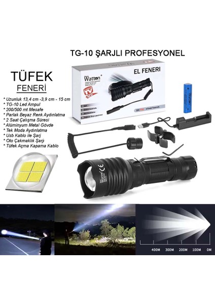 Tg-10 Şarjlı Profesyonel Av Feneri WT-620