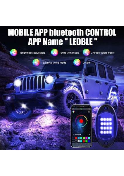8 Pods Rgb LED Kaya Işıkları Kiti Kamyon Atv Utv Suv Için Bluetooth Uygulama Kontrolü ile Çok Molor Neon Light Pod (Yurt Dışından) fiyatları